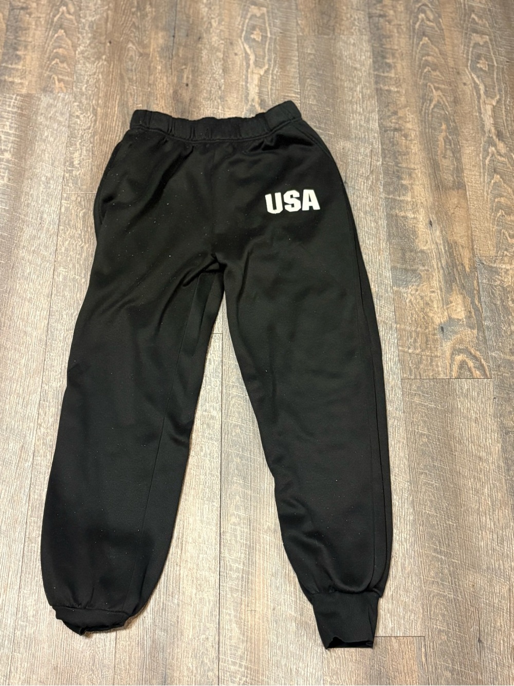 SHEIN Black Jogger Sweatpants with White USA Graphic